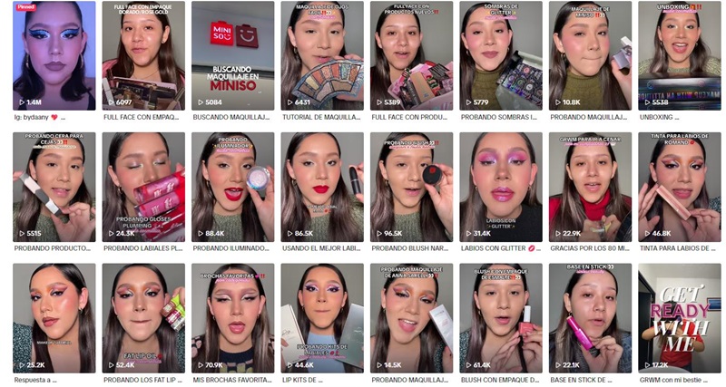 84.1萬粉絲的TikTok墨西哥美妝類網(wǎng)紅頻道內(nèi)容
