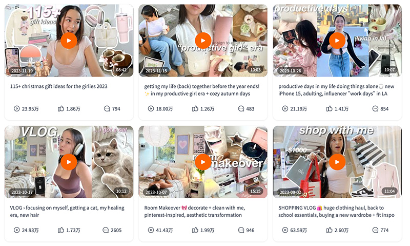 美國(guó)百萬(wàn)粉絲時(shí)尚美妝網(wǎng)紅博主頻道內(nèi)容