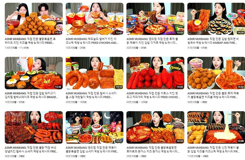 1350萬粉絲的韓國美食類YouTube網(wǎng)紅頻道內(nèi)容