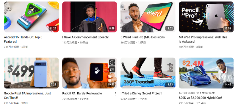 海外Youtube大V科技類測評博主頻道內(nèi)容