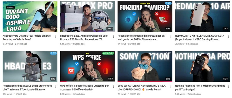 YouTube網(wǎng)紅推薦:意大利科技深度測(cè)評(píng)尾部kol博主頻道內(nèi)容
